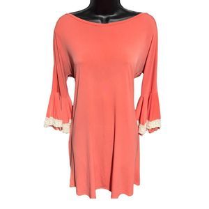 Judith March Crochet Trimmed Bell-Sleeve Dress